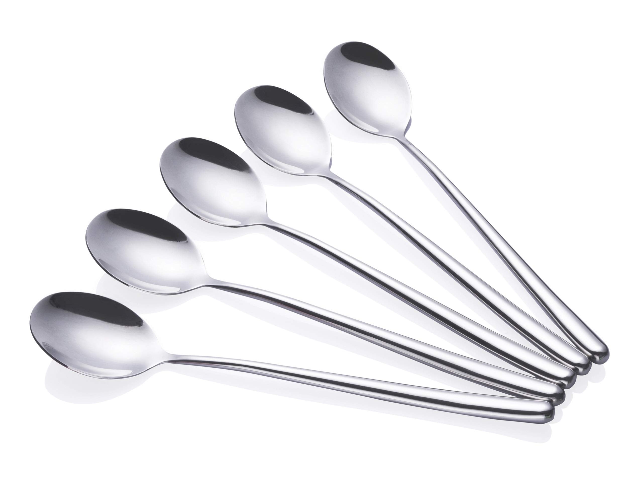 MIUPOO Korean spoon long-handle in silver for easy stirring of soups.