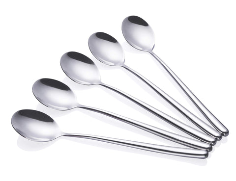 MIUPOO Korean spoon long-handle in silver for easy stirring of soups.