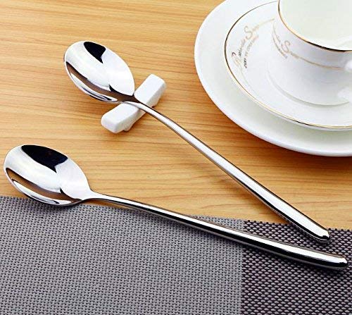 MIUPOO long-handle stainless spoon with deep bowls for comfortable grip.