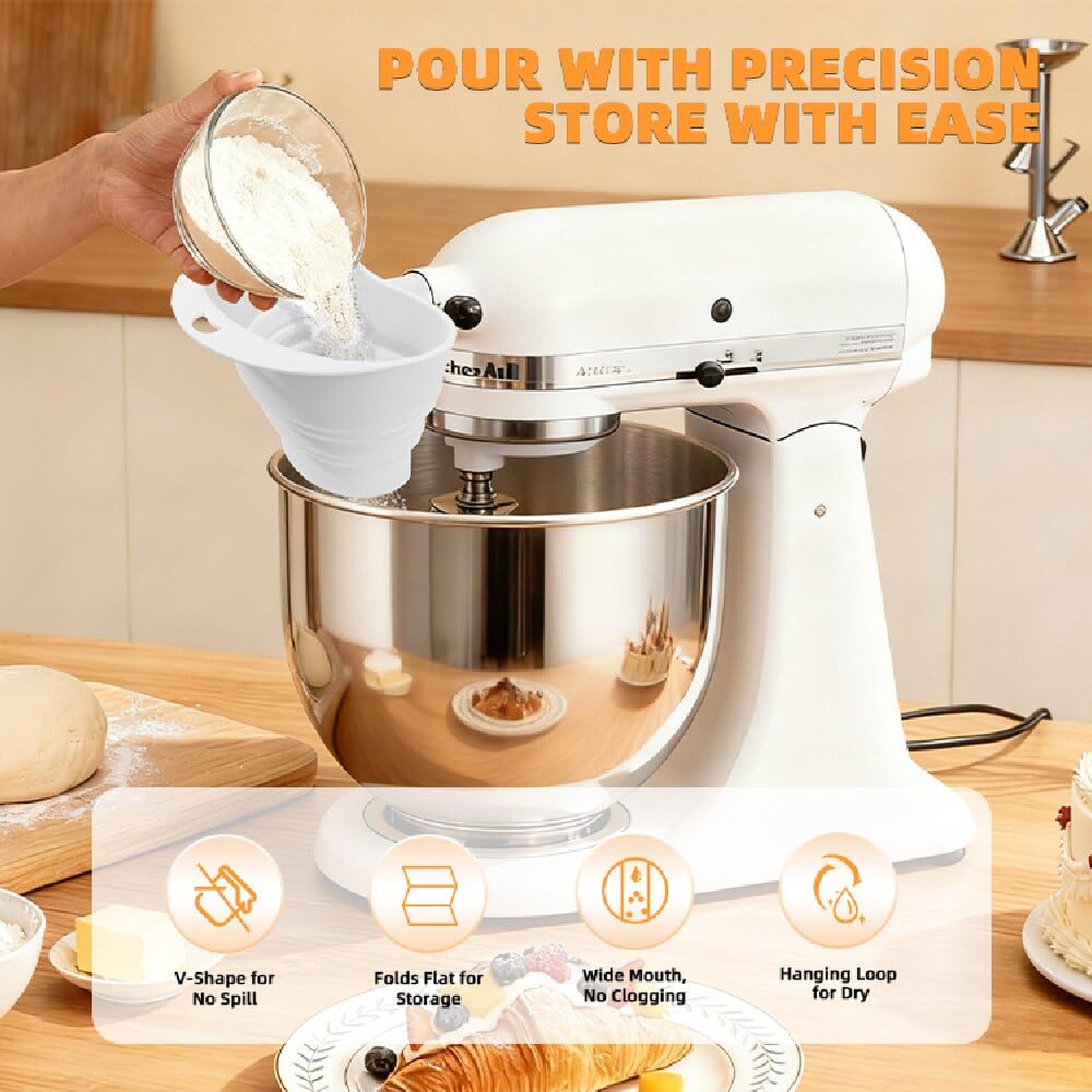 MIUXRZ easy pour design guides flour and liquids smoothly.