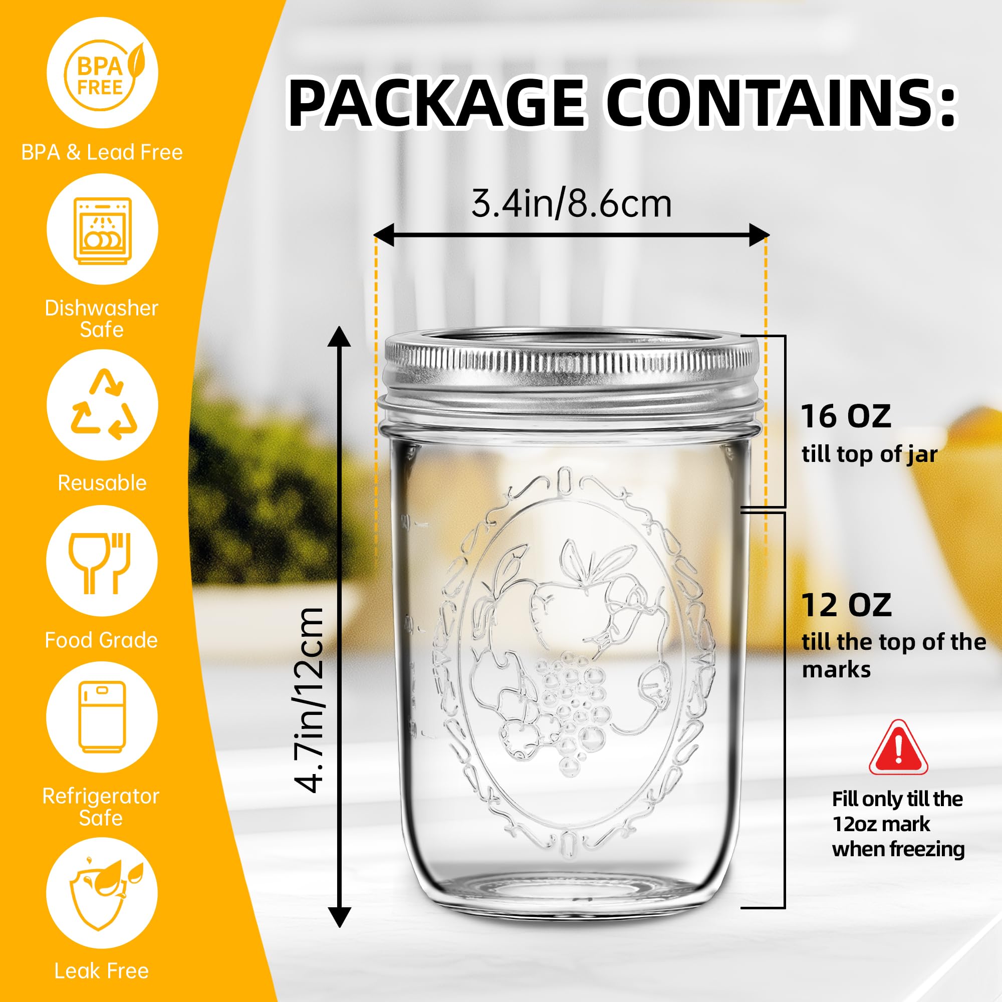 Miuyhji clear glass jar offers visibility and lasting durability.