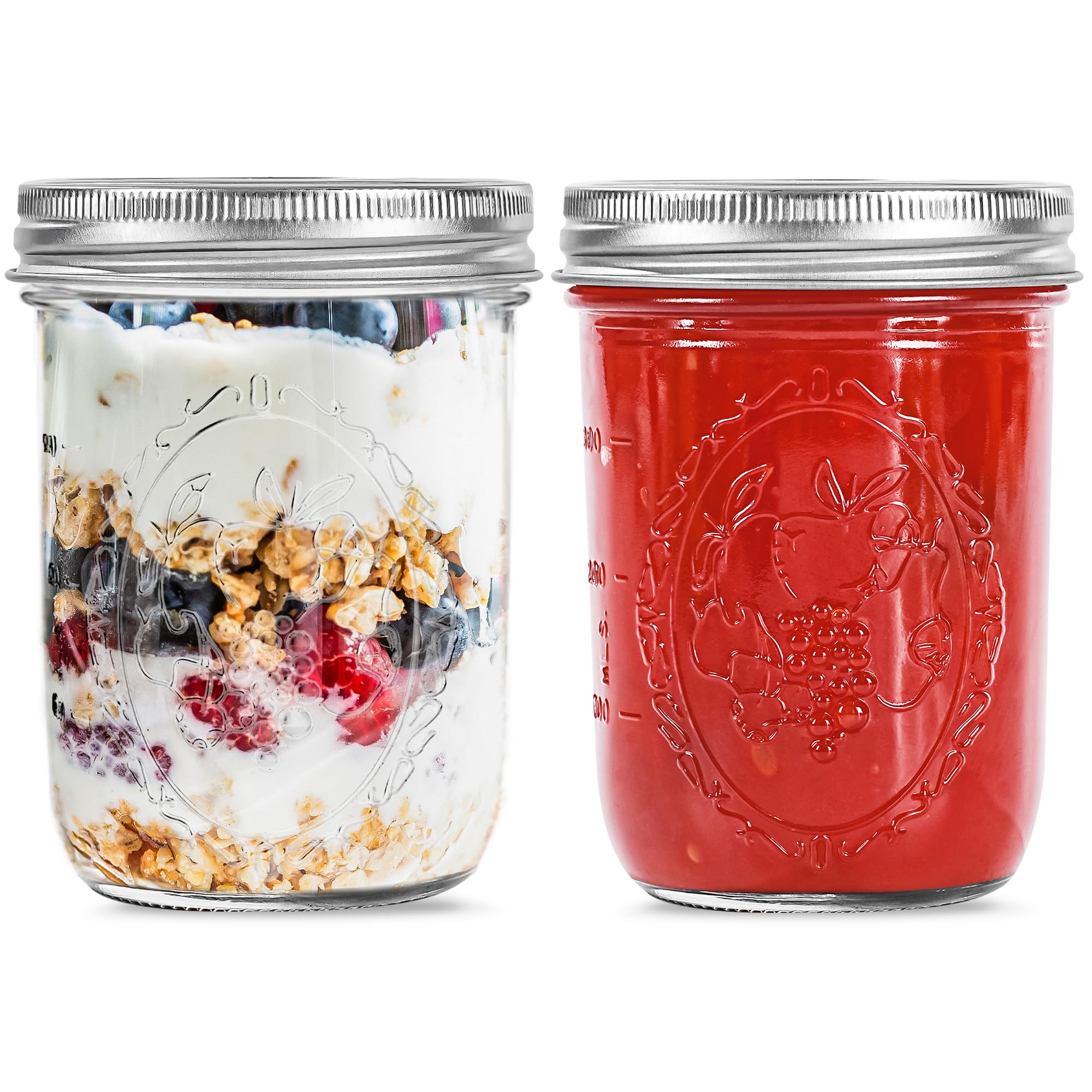 Miuyhji wide-mouth mason jar 16oz with lids for easy canning and sealing.