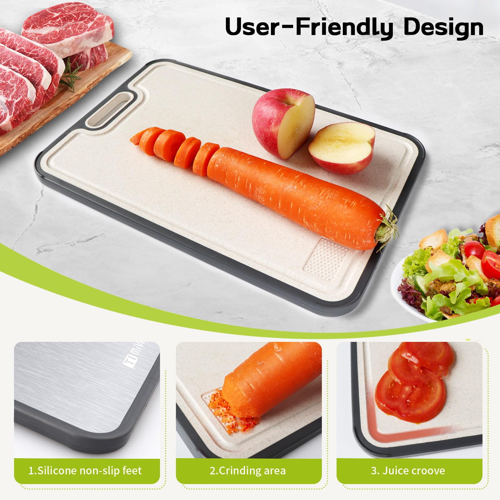 Mivndeeopu titanium cutting board easy to clean and store after meal prep