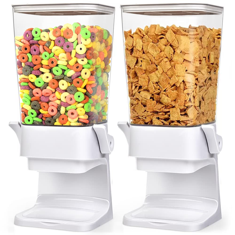 Mivvosakuki cereal dispenser countertop two-pack with 5.5 qt capacity for quick breakfasts