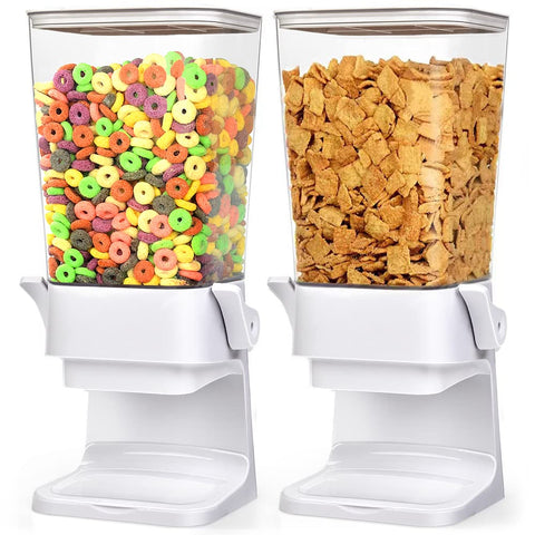 Mivvosakuki cereal dispenser countertop two-pack with 5.5 qt capacity for quick breakfasts