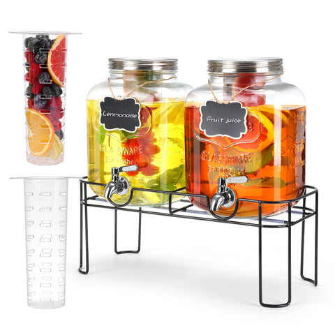 MIWUYI 1.6-gallon glass drink dispenser with sturdy stand for events