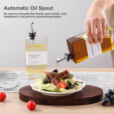 MIWUYI clear glass bottle with non-slip base for stable pouring.