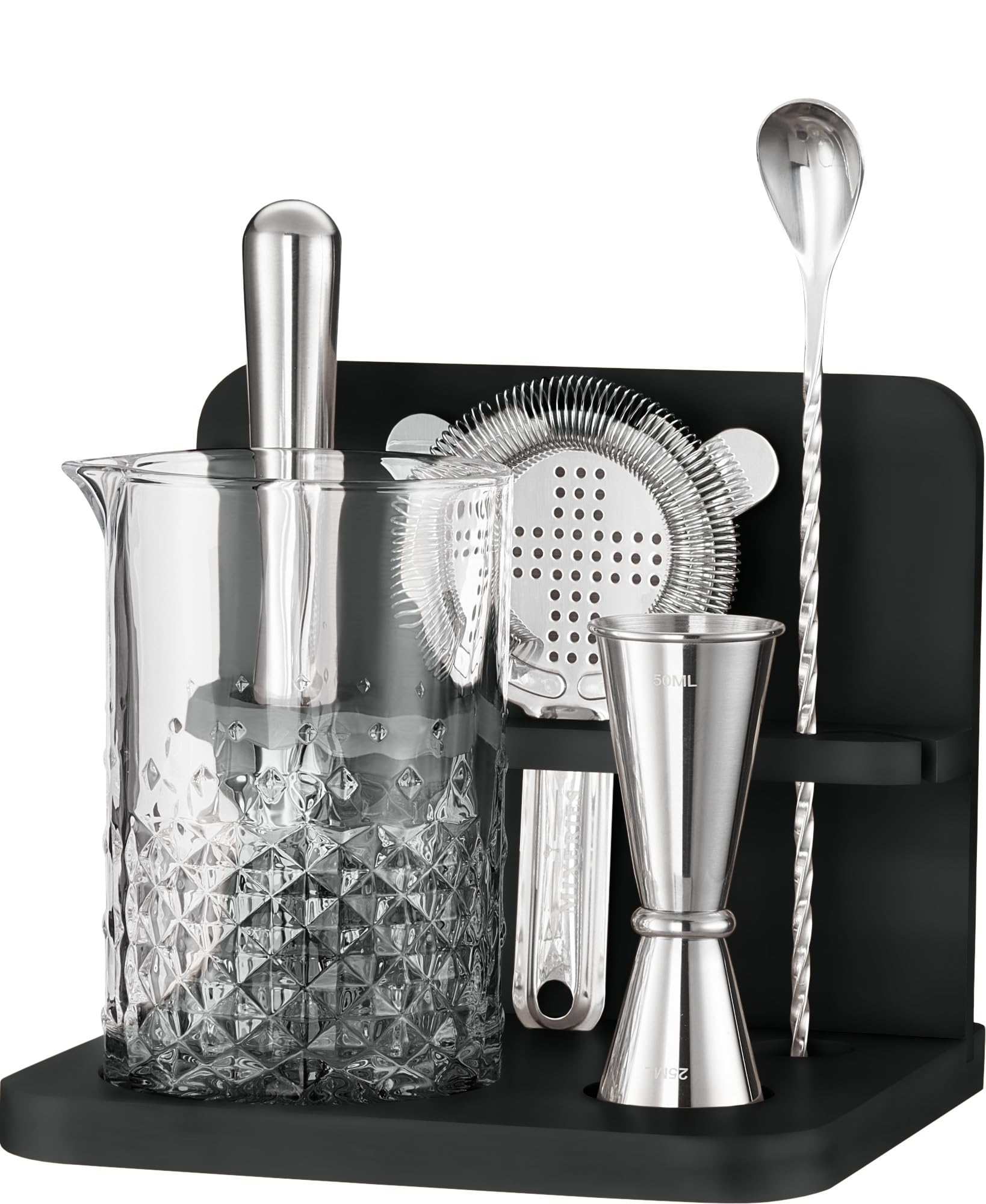 Mixeries crystal 22oz mixing glass showcasing clarity and elegance for stirred cocktails.
