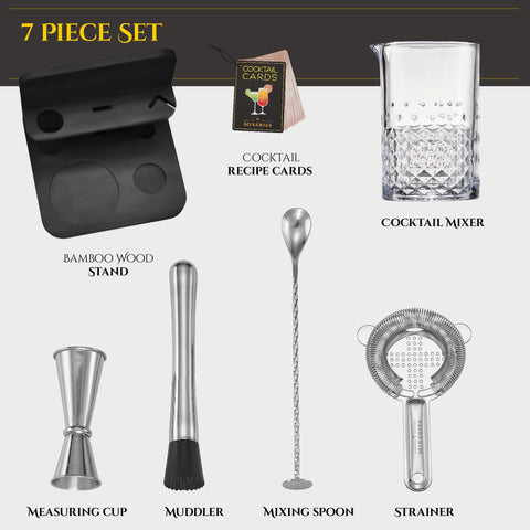 Mixeries diamond-pattern mixing glass provides a secure grip during stirring.