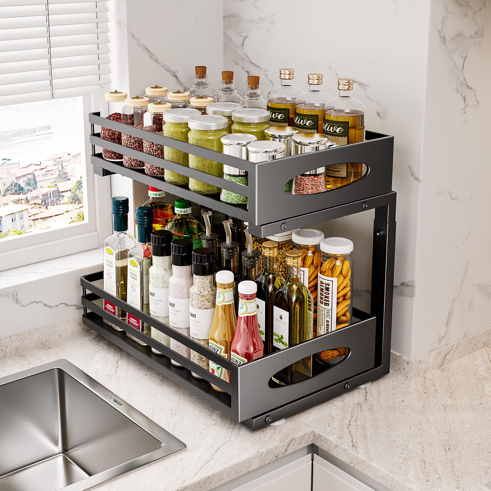 Mixeshop dimensions 16 by 8.5 inches fit under sinks with space to spare.
