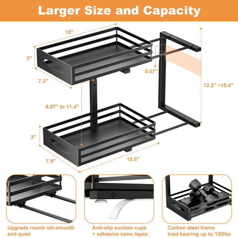 Mixeshop pull-out shelves simplify organizing kitchen and bathroom items