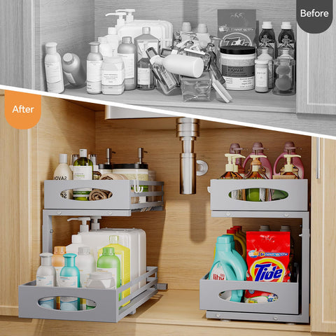 Mixeshop under sink organizer carbon steel construction offers sturdy, rust-resistant storage.