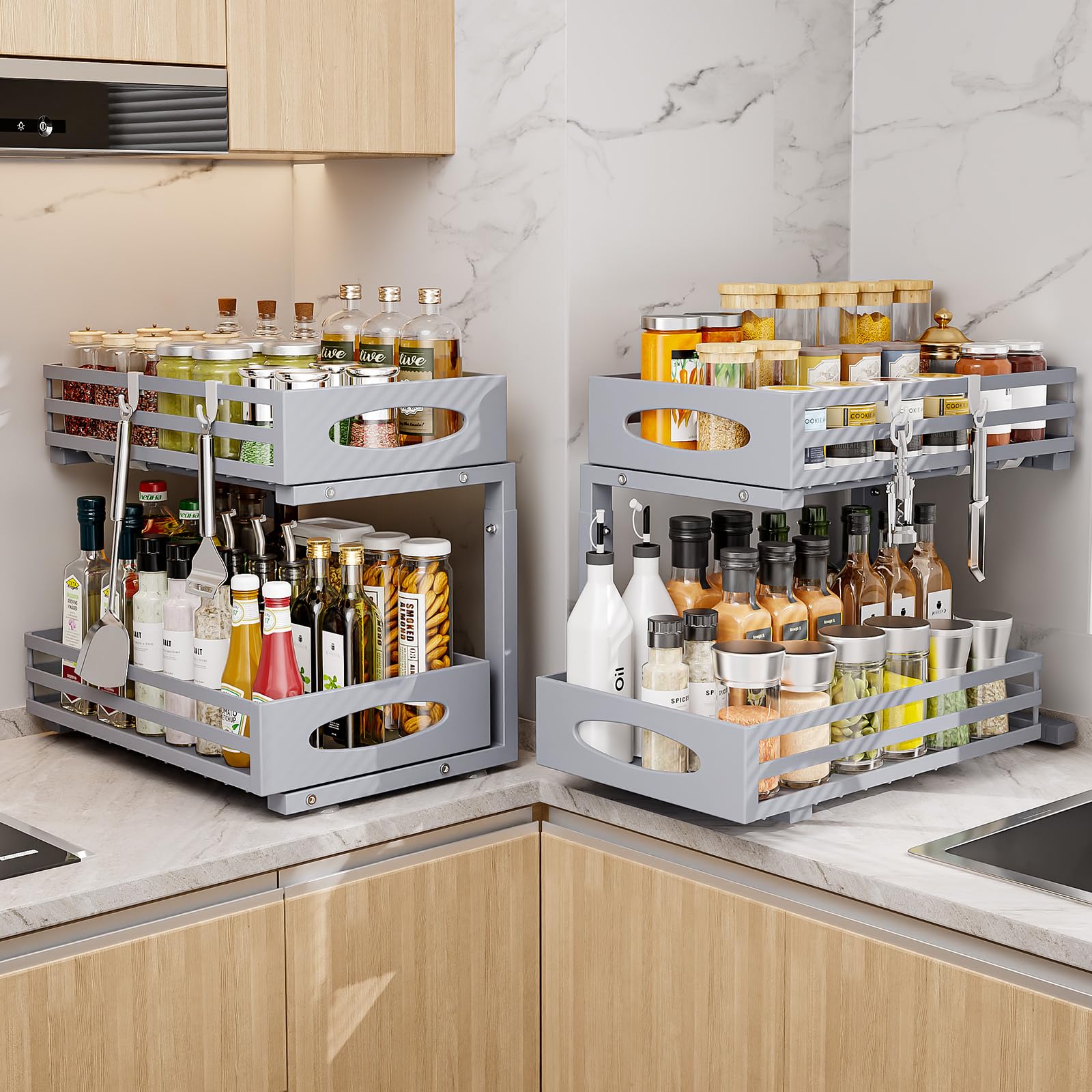 Mixeshop under sink organizer dimensions 16 by 8.5 inches for a precise fit.