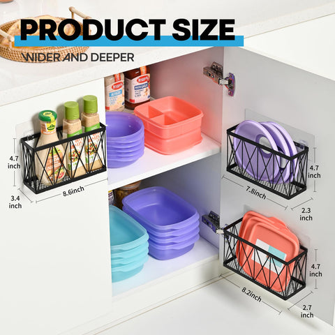 MIXISAV medium lid organizer inside cabinet saves space for bulky lids.