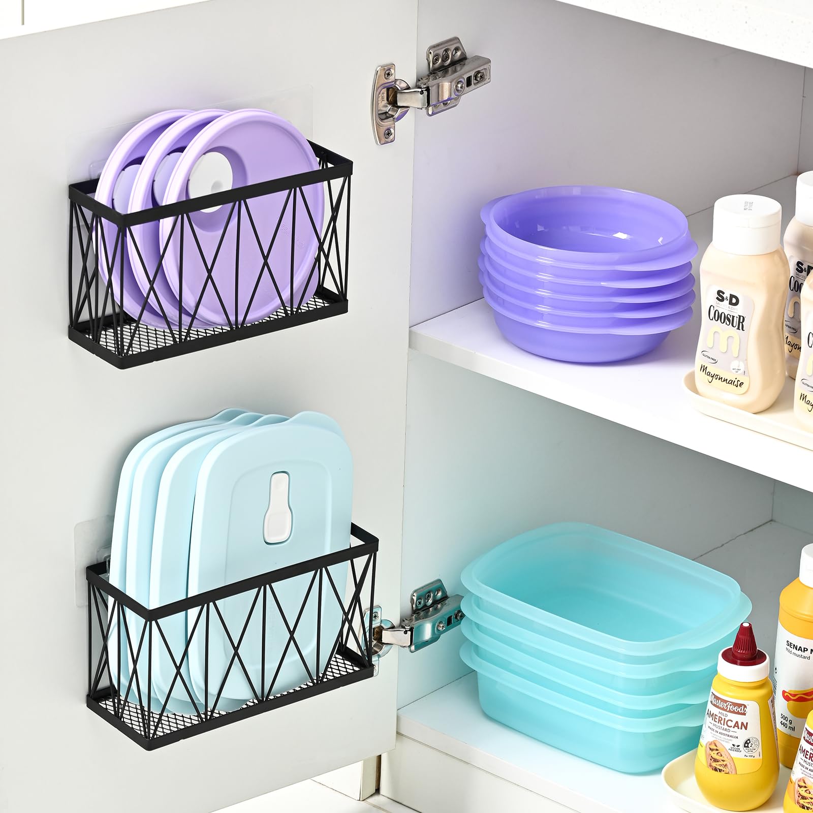 MIXISAV small lid organizer inside cabinet fits tight shelves.