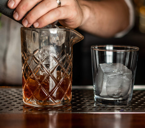 Mixologists Cocktail Mixing Glass with heavy weighted base for steady mixing.