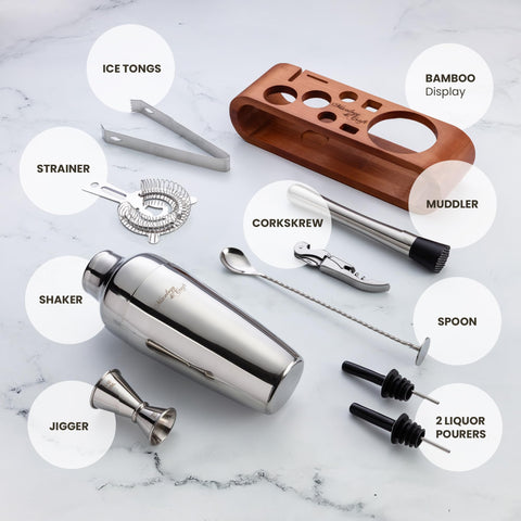 Mixology & Craft 10-piece bartender kit assembled for professional-grade home drinks
