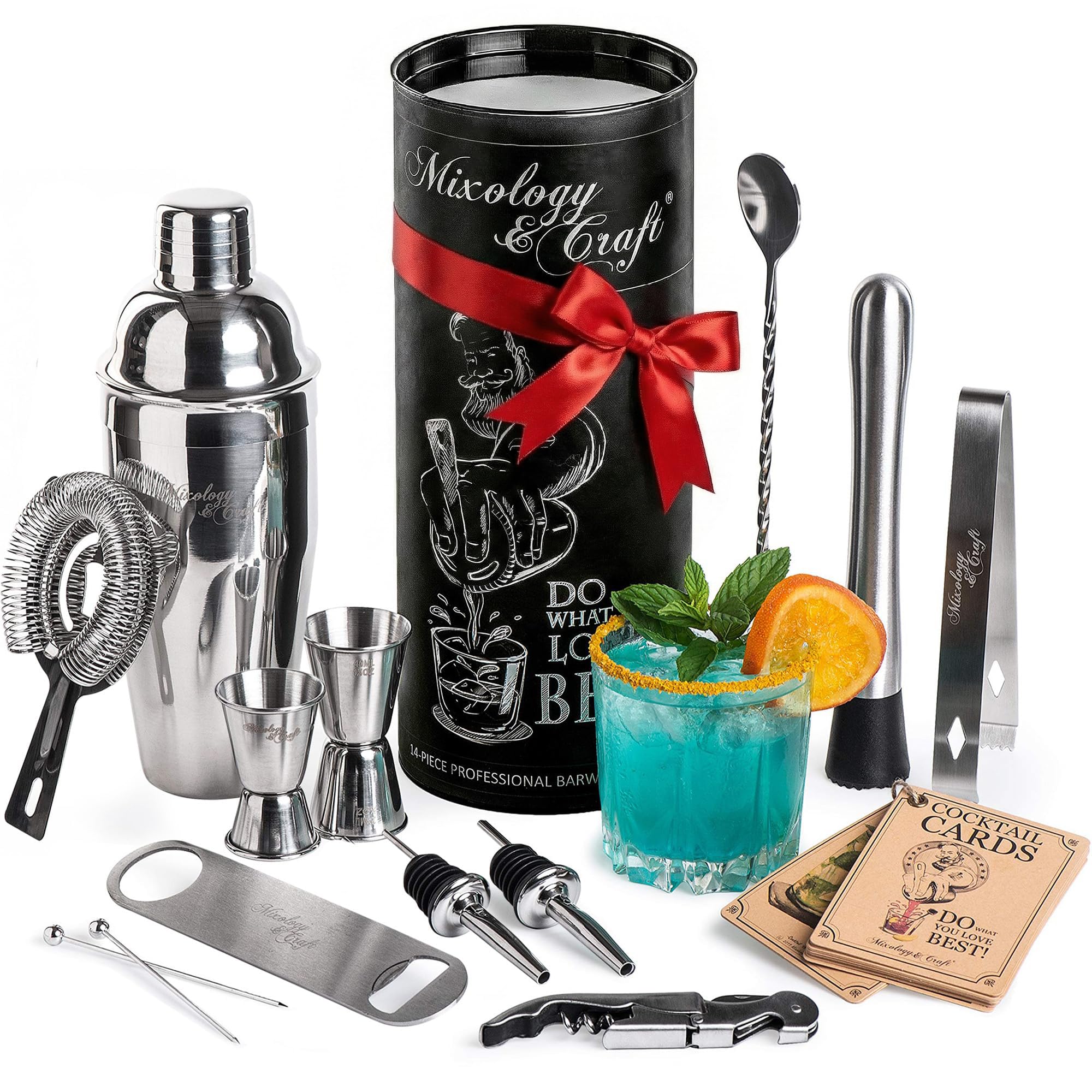 Mixology & Craft Cobbler shaker 24 oz shows durable stainless steel for balanced pours.