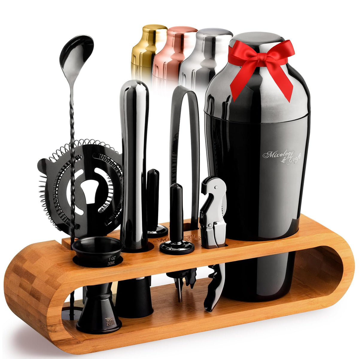 Mixology & Craft 24oz cocktail shaker in gun-metal finish for smooth, professional shakes.