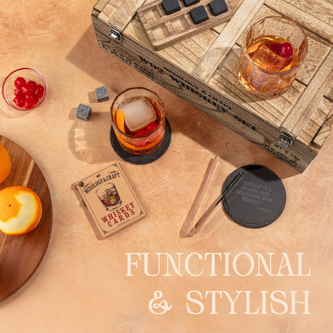 Mixology & Craft stylish home bar setup with crystal and granite accents
