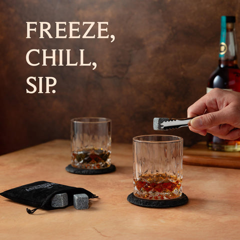 Mixology & Craft slate coasters protect surfaces while elevating the home bar look.
