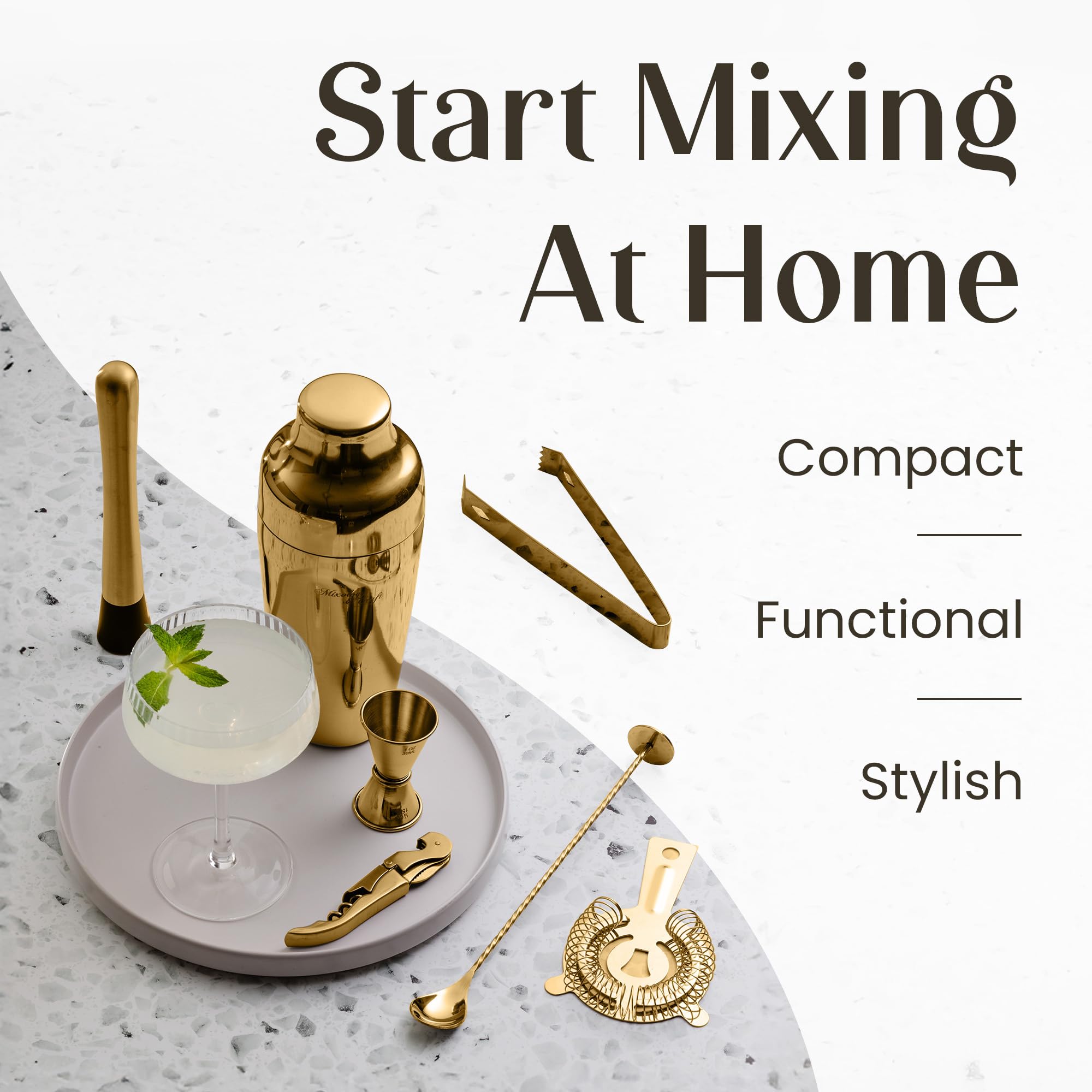 Mixology & Craft spiral bar spoon for stirring and layering cocktails