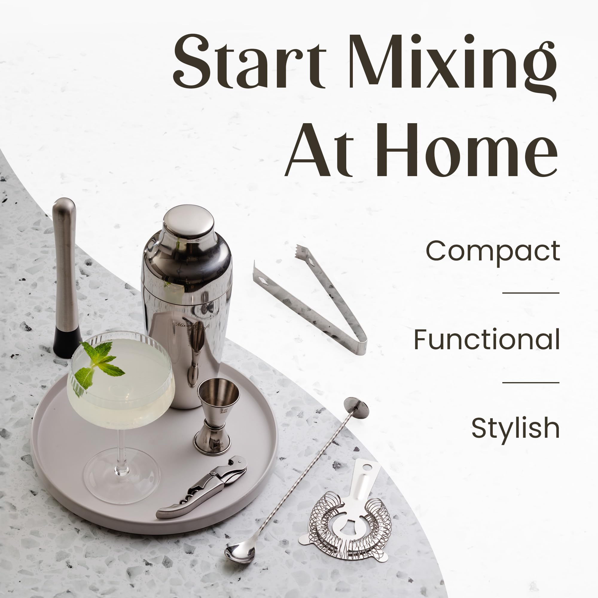 Stainless steel shaker close-up highlighting durable build and rust resistance