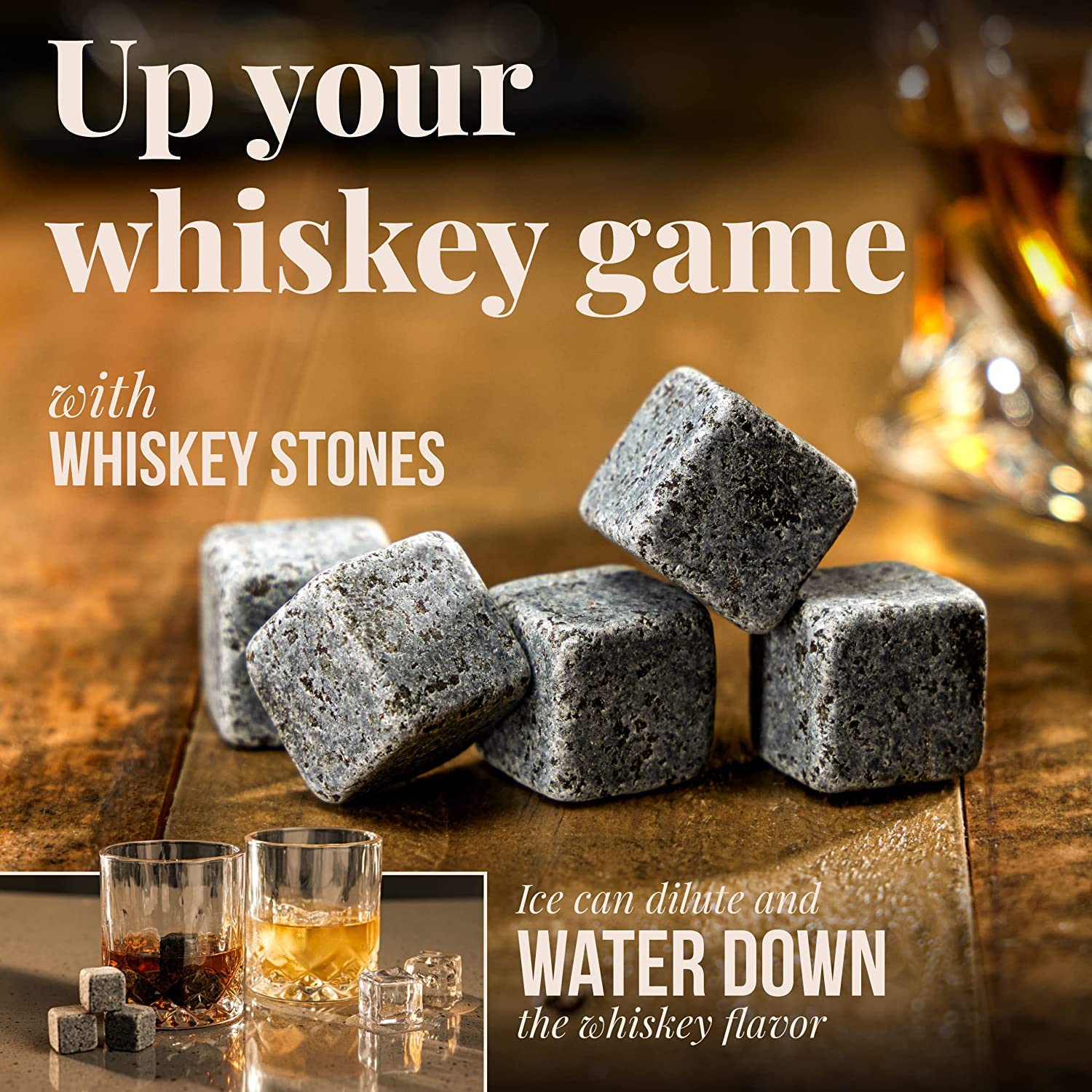 Mixology & Craft wooden tray for stones keeps bar organized