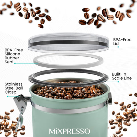 Mixpresso airtight seal ensures long lasting flavor for dry goods
