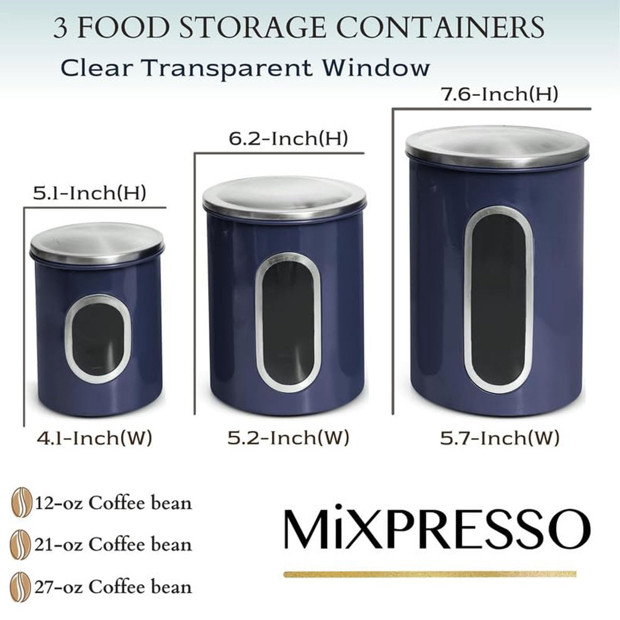 Mixpresso canister with side window for easy content monitoring and fresh storage.
