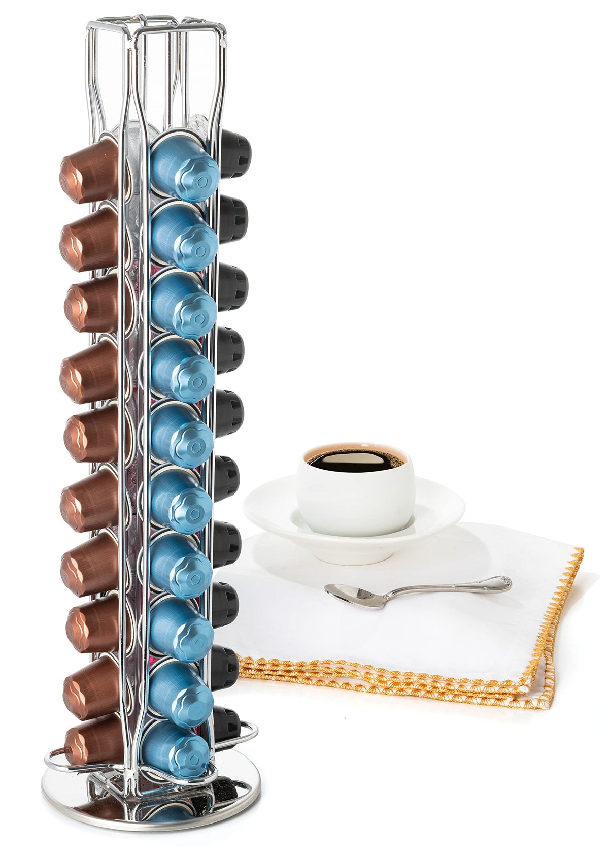 Mixpresso capsule spinning carousel holder with 360-degree rotation for easy capsule access