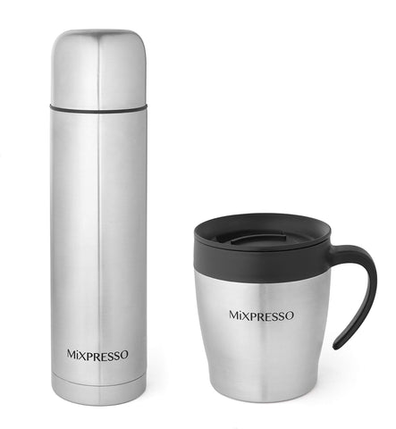 Mixpresso coffee flask and mug 17oz for hot drinks on the go