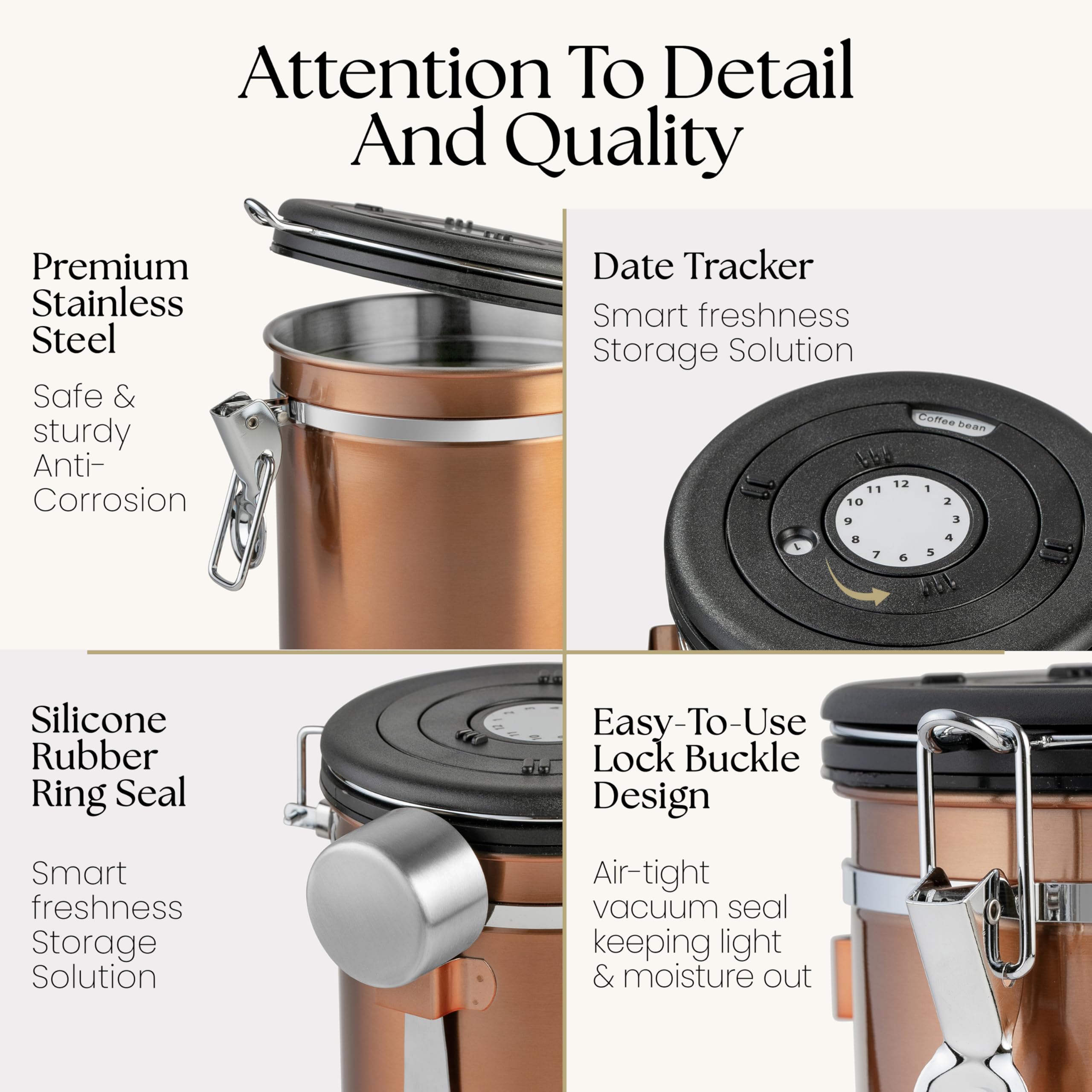 Compact 16 oz capacity fits coffee, tea, and sugar.