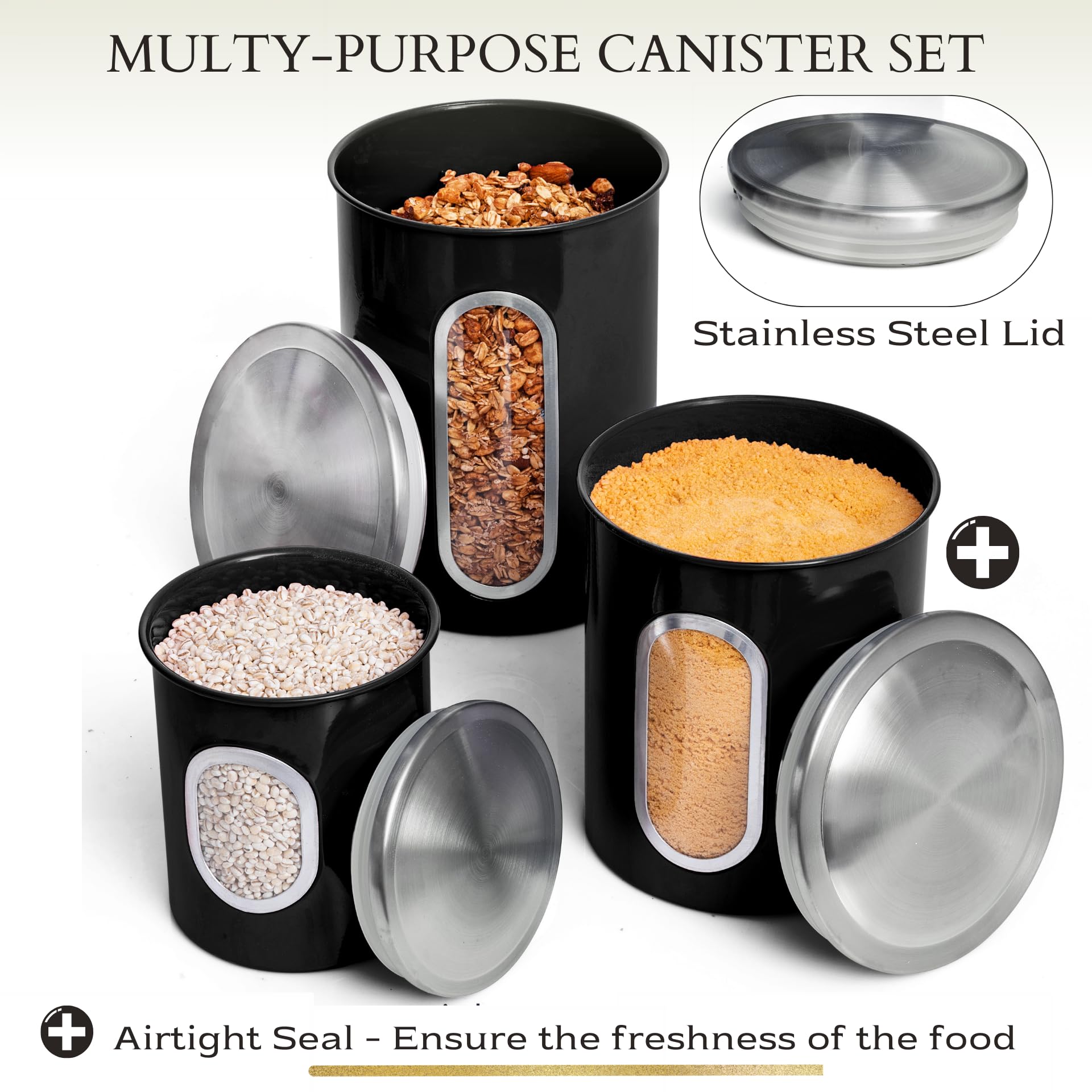 Mixpresso large 27 oz canister on countertop for beans or flour