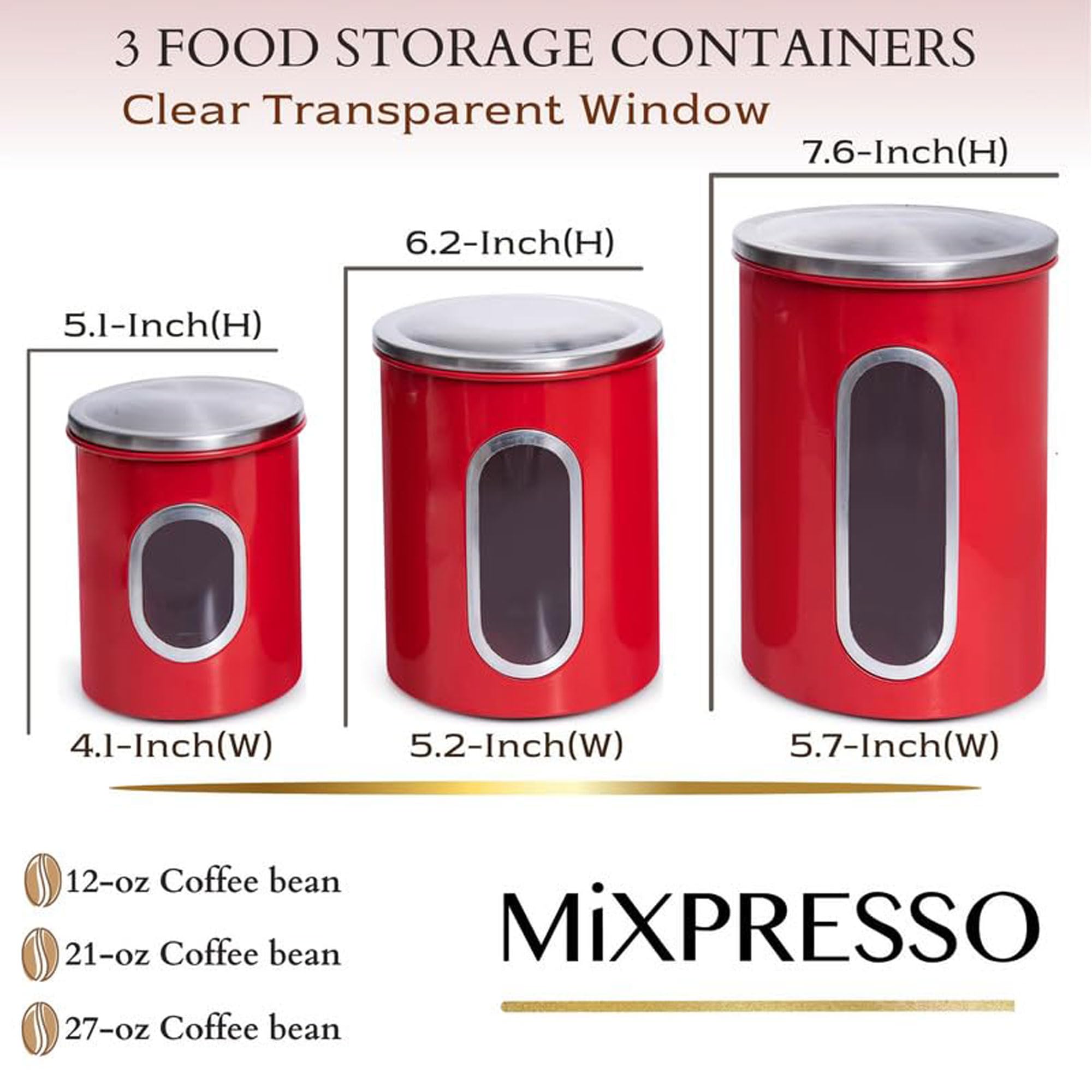 Mixpresso airtight lids seal in freshness for coffee, tea, or sugar.