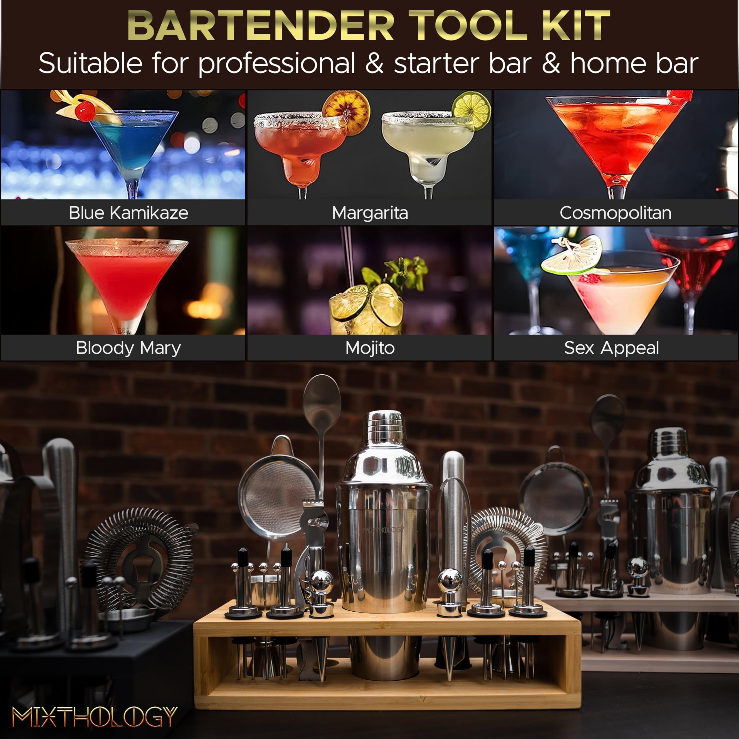 Mixthology Bartender Kit ice tongs for clean ice handling.