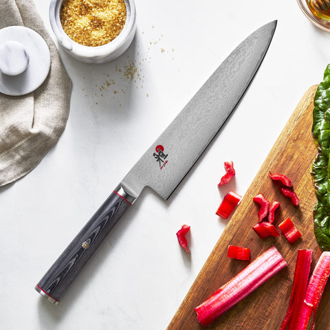 Miyabi Kaizen Honbazuke edge detail delivering razor-like cuts