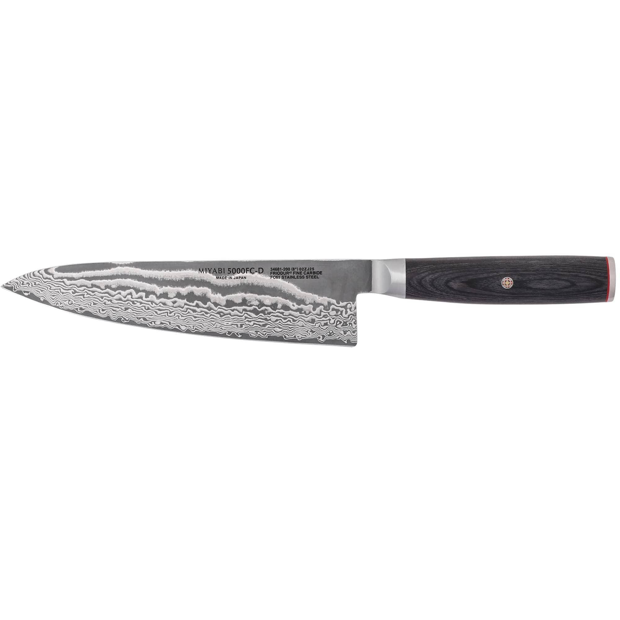 MIYABI Kaizen II in-use with vegetables for smooth slicing.