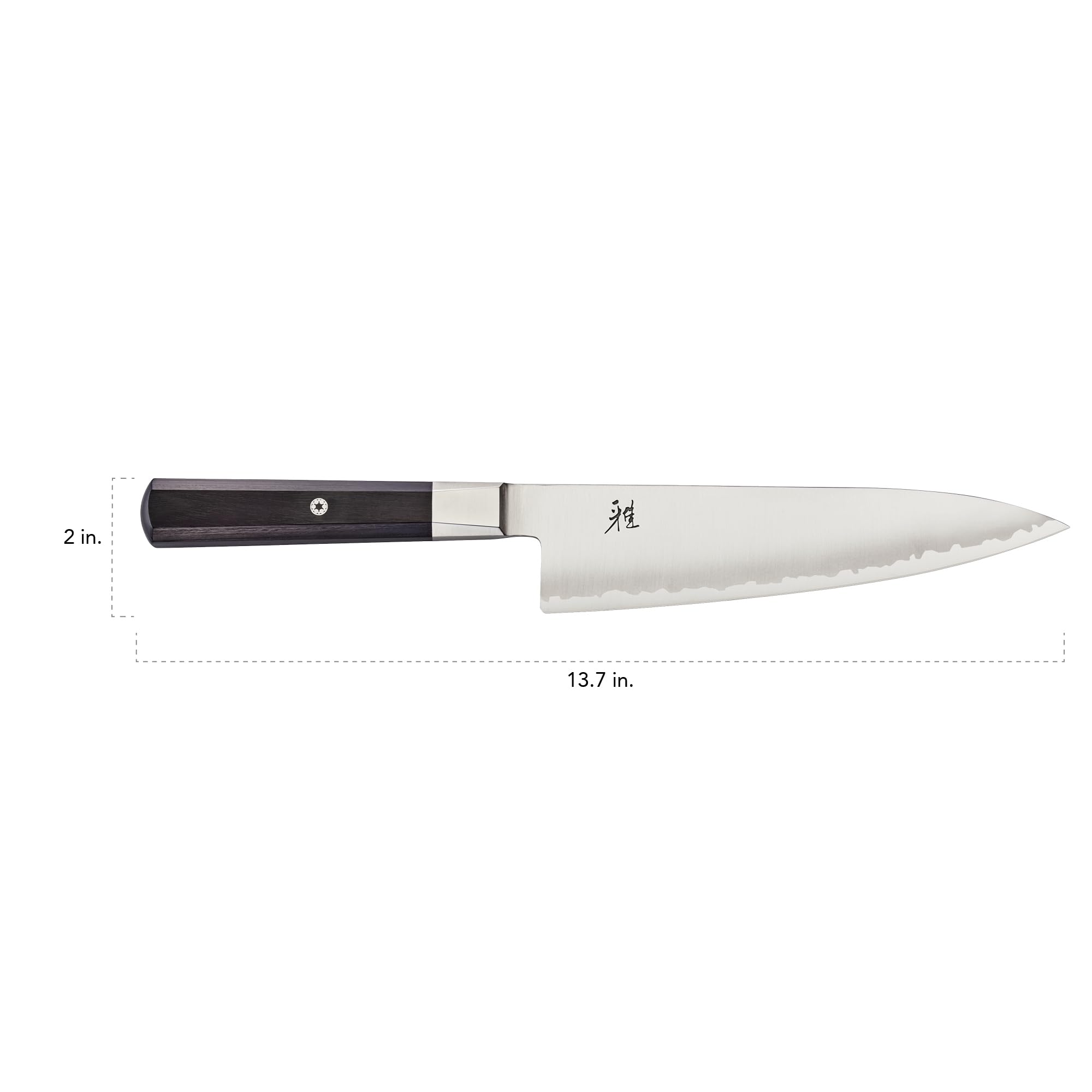 Miyabi Koh 8-inch knife edge detail with katana-inspired craftsmanship and sharpness