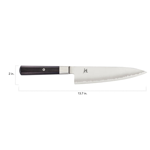 Miyabi Koh 8-inch knife edge detail with katana-inspired craftsmanship and sharpness