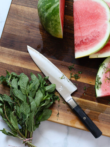 Miyabi Koh 8-inch knife handle ergonomic PakkaWood grip for comfortable slicing