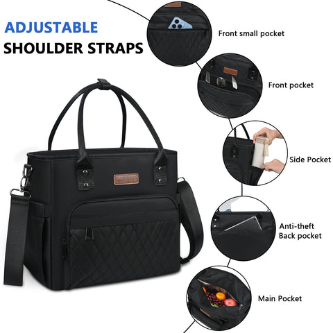 MIYCOO lunch bag front pocket stores phone and wallet securely