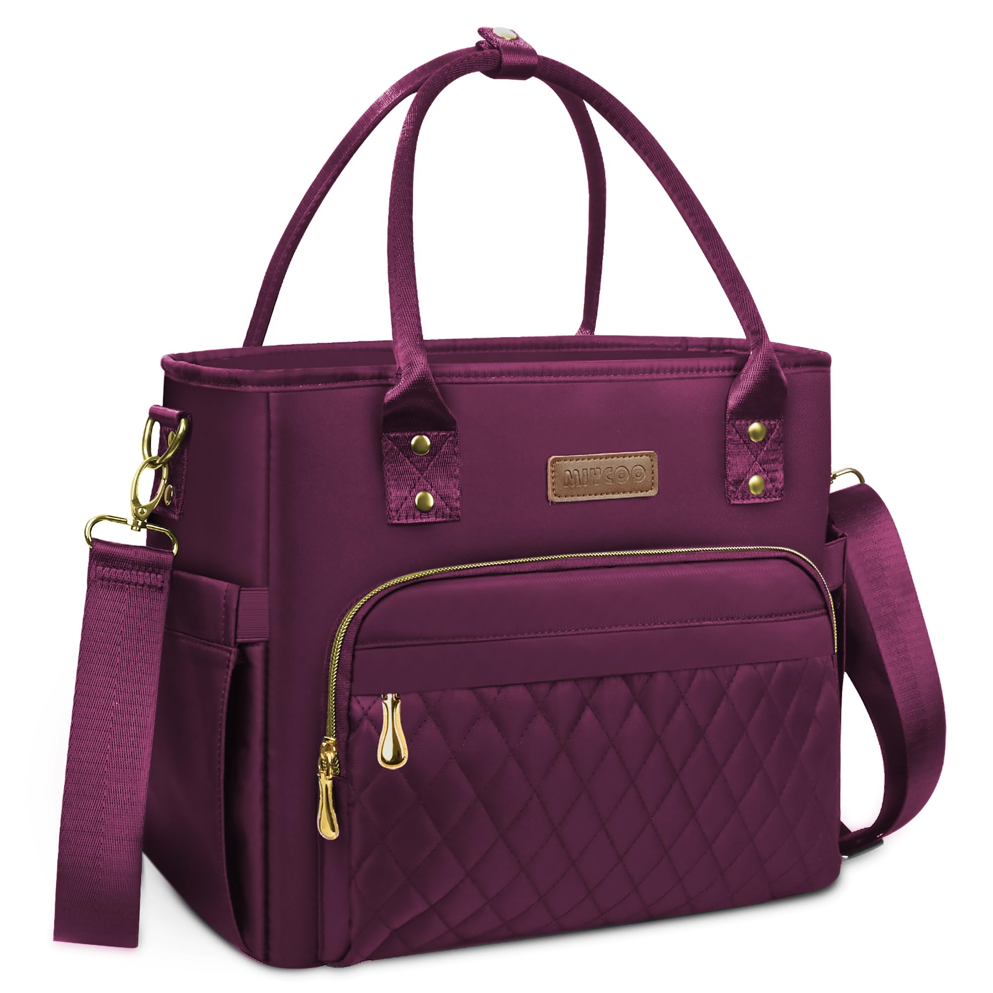 MIYCOO purple front view lunch bag showing large capacity for meals on the go