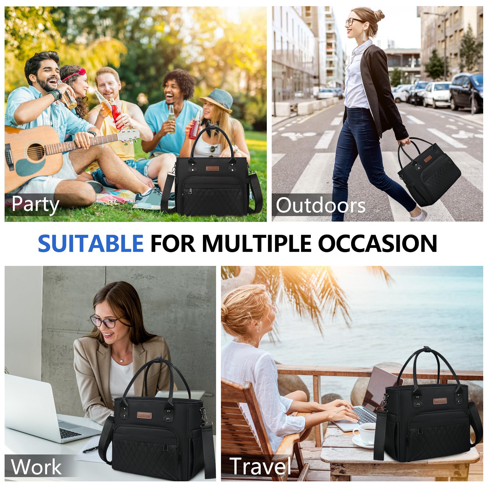MIYCOO lunch bag top handle and strap offer versatile carrying options