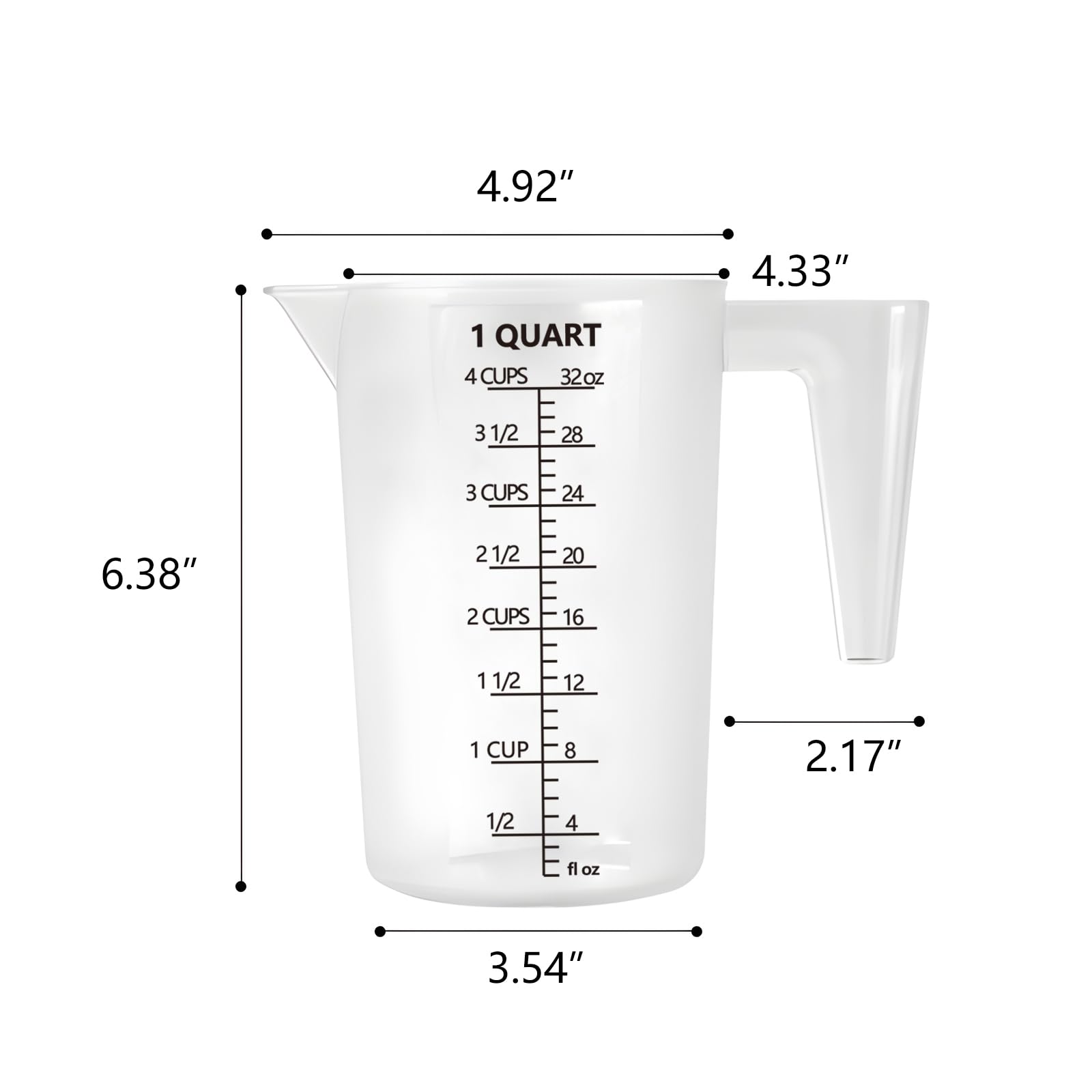 MiziDo measuring cup with ergonomic handle for secure grip and spill-free pouring.