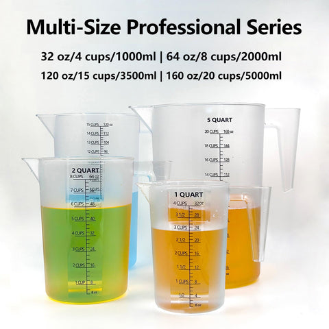 MiziDo measuring cup shows sizes from 32oz to 160oz for versatile tasks.
