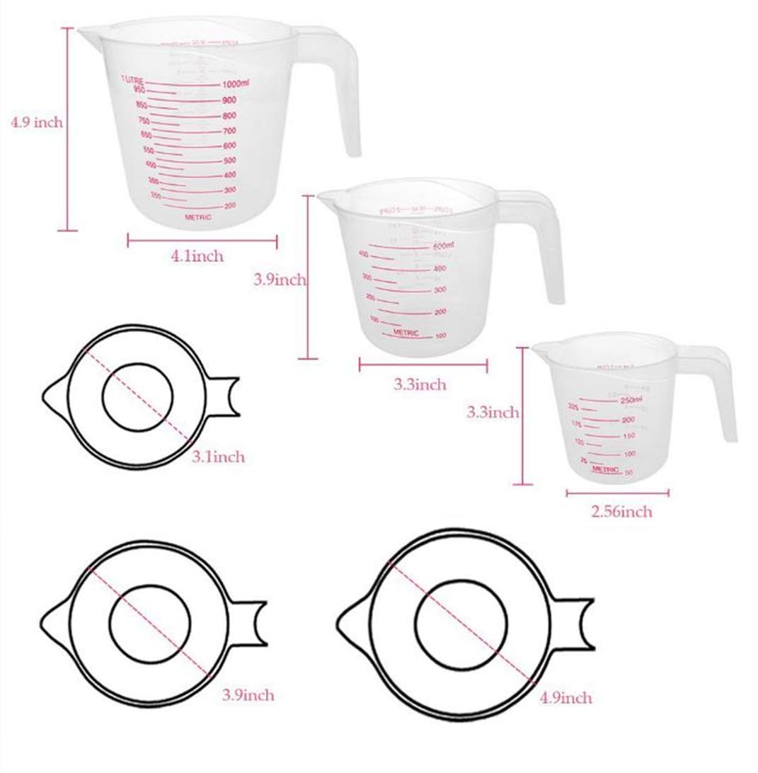 MIZORLIE 250ml measuring cup in clear plastic for small batches.