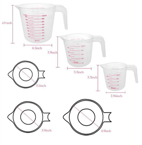 MIZORLIE 250ml measuring cup in clear plastic for small batches.
