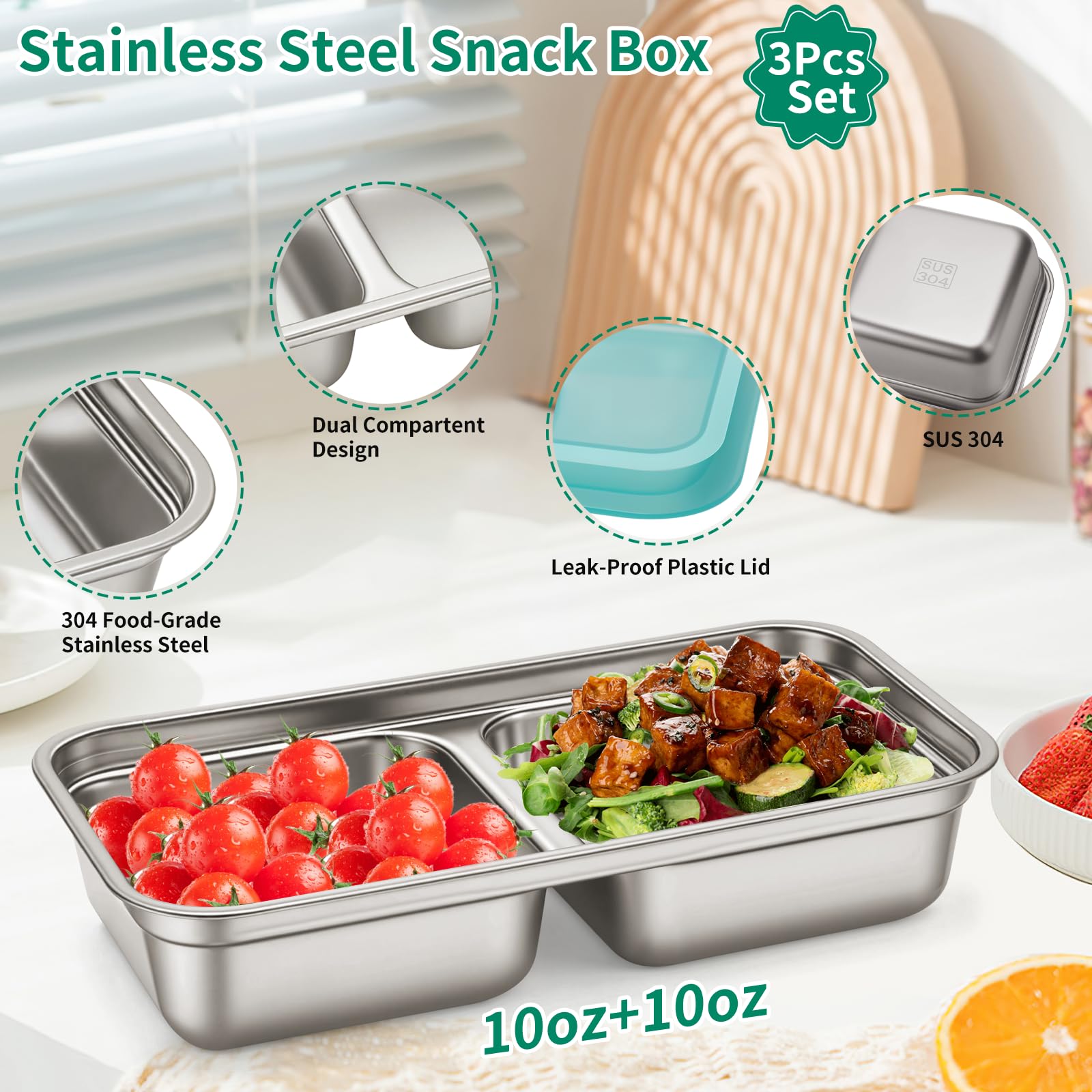 MJDYTYT stainless steel snack containers offer durable daily reuse.