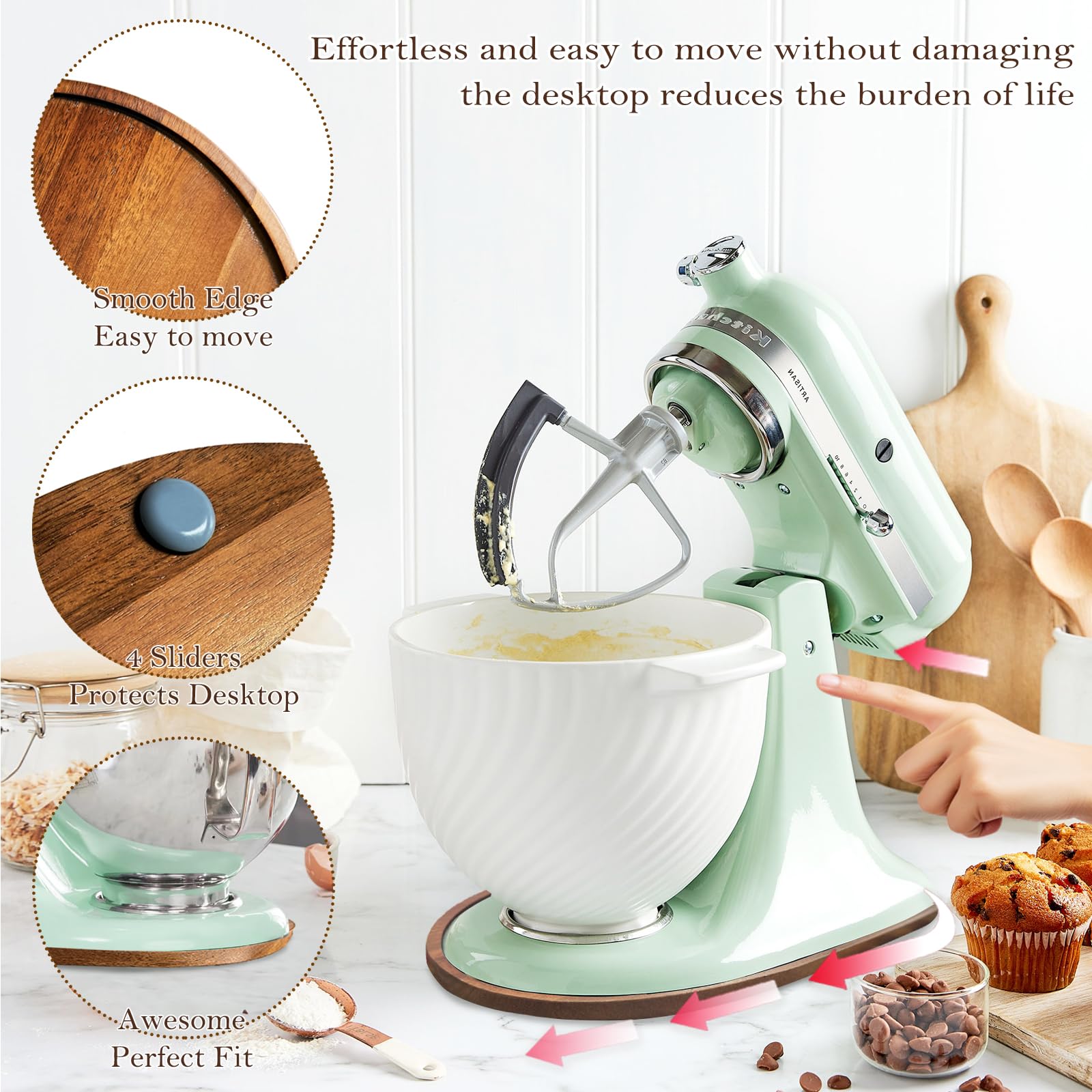 MJFAJAZF oval-shaped mat fits KitchenAid tilt-head mixers for steady placement